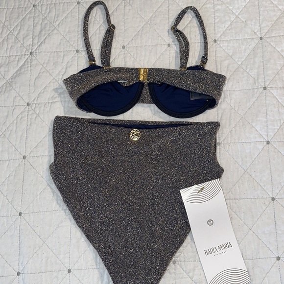 Bahia Maria Catalina Shiny Blue High Waist Bikini Set - Picture 9 of 9